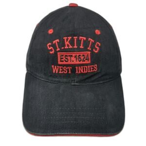 Rima St. Kitts West Indies Black One Size Baseball Cap Hat Strapback Embroidered